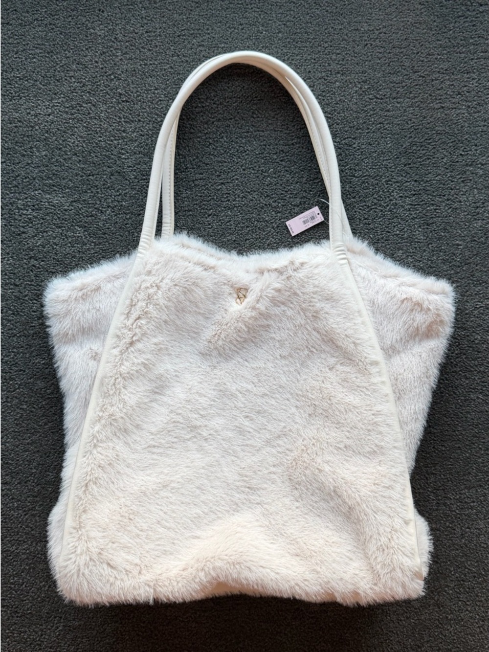 Victoria's Secret Cream Faux Fur Shoulder Tote